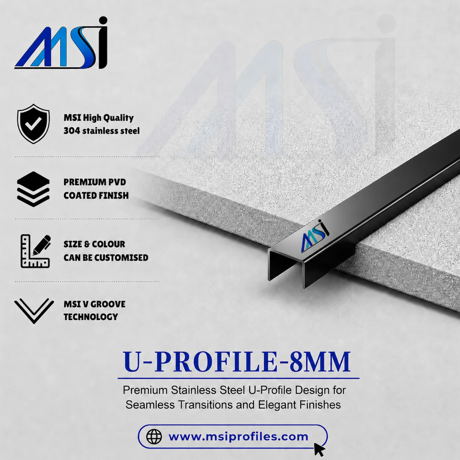 U Profile 8MM Black Mirror - MSI Profiles