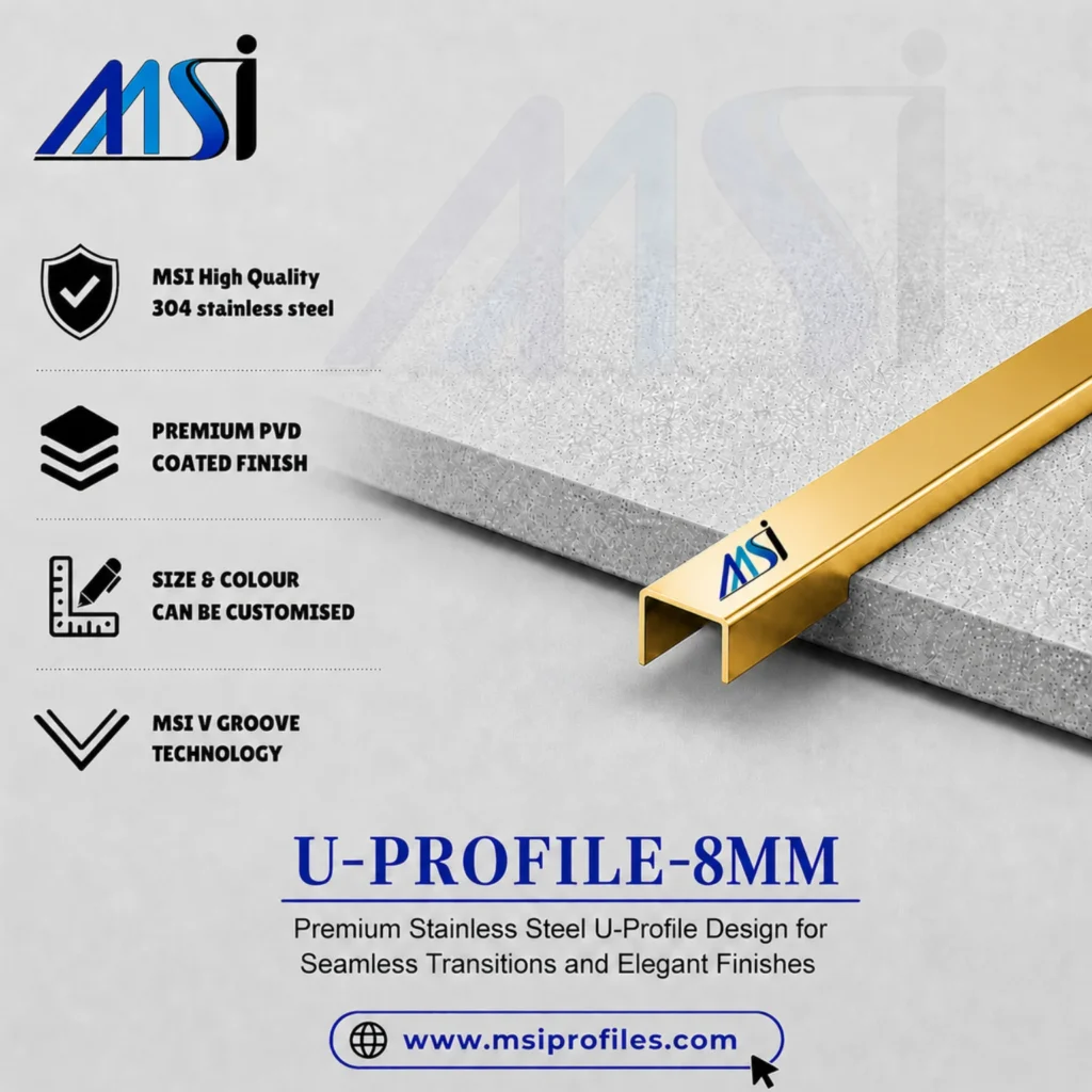 U Profile 8MM Champagne Mirror - MSI Profiles